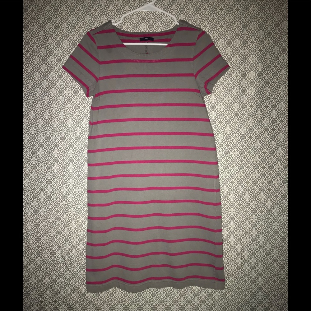 Gap pink & gray striped summer dress